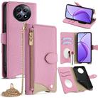 For Realme 12 / 13 / Narzo 70x Crossbody Chain Fishtail Litchi Leather Phone Case(Pink) - 1