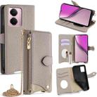 For Realme P3 Pro Global Crossbody Chain Fishtail Litchi Leather Phone Case(Grey) - 1