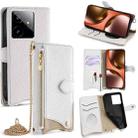 For Realme GT 7 Global Crossbody Chain Fishtail Litchi Leather Phone Case(White) - 1