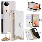 For vivo S19 Crossbody Chain Fishtail Litchi Leather Phone Case(White) - 1