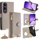 For vivo V50 Lite 5G Crossbody Chain Fishtail Litchi Leather Phone Case(Grey) - 1