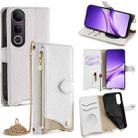 For vivo V50 Lite 5G Crossbody Chain Fishtail Litchi Leather Phone Case(White) - 1