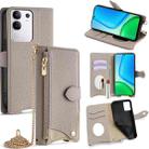 For vivo Y29 4G Global Crossbody Chain Fishtail Litchi Leather Phone Case(Grey) - 1