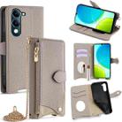 For vivo Y29s 5G / vivo Y04 4G Global Crossbody Chain Fishtail Litchi Leather Phone Case(Grey) - 1