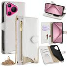 For Huawei Pura 70 Crossbody Chain Fishtail Litchi Leather Phone Case(White) - 1