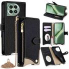 For OnePlus Ace 3 Pro Crossbody Chain Fishtail Litchi Leather Phone Case(Black) - 1