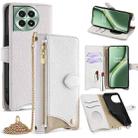 For OnePlus Ace 3 Pro Crossbody Chain Fishtail Litchi Leather Phone Case(White) - 1