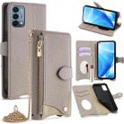 For OnePlus Nord N200 5G Crossbody Chain Fishtail Litchi Leather Phone Case(Grey) - 1