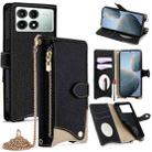 For Redmi K70E / Xiaomi Poco X6 Pro Crossbody Chain Fishtail Litchi Leather Phone Case(Black) - 1