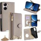 For Redmi Turbo 4 / Xiaomi Poco X7 Pro Crossbody Chain Fishtail Litchi Leather Phone Case(Grey) - 1