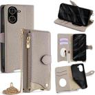 For Redmi A5 4G 171.7mm Crossbody Chain Fishtail Litchi Leather Phone Case(Grey) - 1
