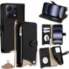 For Redmi Note 14S 4G Crossbody Chain Fishtail Litchi Leather Phone Case(Black) - 1