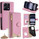For Redmi Note 14S 4G Crossbody Chain Fishtail Litchi Leather Phone Case(Pink) - 1