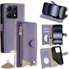 For Redmi Note 14S 4G Crossbody Chain Fishtail Litchi Leather Phone Case(Purple) - 1