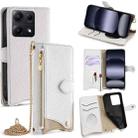 For Redmi Note 14S 4G Crossbody Chain Fishtail Litchi Leather Phone Case(White) - 1