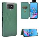 For Asus Zenfone 7 ZS670KS / ZenFone 7 Pro ZS671KS Carbon Fiber Texture Horizontal Flip TPU + PC + PU Leather Case with Card Slot(Green) - 1