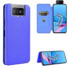 For Asus Zenfone 7 ZS670KS / ZenFone 7 Pro ZS671KS Carbon Fiber Texture Horizontal Flip TPU + PC + PU Leather Case with Card Slot(Blue) - 1