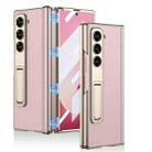 For Samsung Galaxy Z Fold6 GKK Integrated Magnetic Phantom Leather Hinge Phone Case with Holder(Pink) - 1