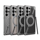 For Samsung Galaxy S25 Ultra 5G GKK Electroplating Leather Z-Shape MagSafe Phone Case, Not Included Pen(Titanium Gray) - 2