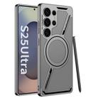 For Samsung Galaxy S25 Ultra 5G GKK Electroplating Leather Z-Shape MagSafe Phone Case, Not Included Pen(Mountain Gray) - 1