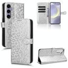 For Samsung Galaxy S25+ 5G Honeycomb Dot Texture Leather Phone Case(Silver) - 1
