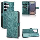 For Samsung Galaxy S25 Ultra 5G Honeycomb Dot Texture Leather Phone Case(Green) - 1