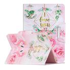 For iPad 10.2 Painted Pattern Horizontal Flip Leather Case with Holder(Leaves Flamingo) - 1