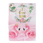 For iPad 10.2 Painted Pattern Horizontal Flip Leather Case with Holder(Leaves Flamingo) - 3