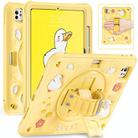 For iPad Pro 11 2024 Duck Rotation Kickstand Silicone Hybrid PC Tablet Case(Yellow) - 2