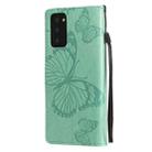 For Samsung Galaxy Note20 3D Butterflies Embossing Pattern Horizontal Flip Leather Case with Holder & Card Slot & Wallet(Green) - 3