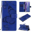 For Samsung Galaxy Note20 3D Butterflies Embossing Pattern Horizontal Flip Leather Case with Holder & Card Slot & Wallet(Blue) - 1