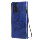 For Samsung Galaxy Note20 3D Butterflies Embossing Pattern Horizontal Flip Leather Case with Holder & Card Slot & Wallet(Blue) - 3