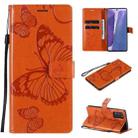 For Samsung Galaxy Note20 3D Butterflies Embossing Pattern Horizontal Flip Leather Case with Holder & Card Slot & Wallet(Orange) - 1