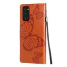 For Samsung Galaxy Note20 3D Butterflies Embossing Pattern Horizontal Flip Leather Case with Holder & Card Slot & Wallet(Orange) - 3