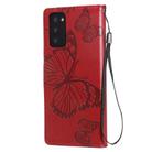 For Samsung Galaxy Note20 3D Butterflies Embossing Pattern Horizontal Flip Leather Case with Holder & Card Slot & Wallet(Red) - 3