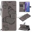 For Samsung Galaxy Note20 3D Butterflies Embossing Pattern Horizontal Flip Leather Case with Holder & Card Slot & Wallet(Grey) - 1