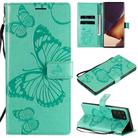 For Samsung Galaxy Note20 Ultra 3D Butterflies Embossing Pattern Horizontal Flip Leather Case with Holder & Card Slot & Wallet(Green) - 1