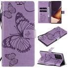 For Samsung Galaxy Note20 Ultra 3D Butterflies Embossing Pattern Horizontal Flip Leather Case with Holder & Card Slot & Wallet(Purple) - 1