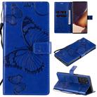 For Samsung Galaxy Note20 Ultra 3D Butterflies Embossing Pattern Horizontal Flip Leather Case with Holder & Card Slot & Wallet(Blue) - 1