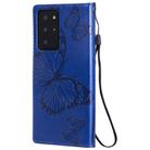 For Samsung Galaxy Note20 Ultra 3D Butterflies Embossing Pattern Horizontal Flip Leather Case with Holder & Card Slot & Wallet(Blue) - 3