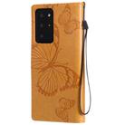 For Samsung Galaxy Note20 Ultra 3D Butterflies Embossing Pattern Horizontal Flip Leather Case with Holder & Card Slot & Wallet(Yellow) - 3