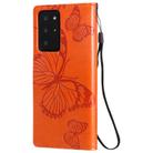 For Samsung Galaxy Note20 Ultra 3D Butterflies Embossing Pattern Horizontal Flip Leather Case with Holder & Card Slot & Wallet(Orange) - 3