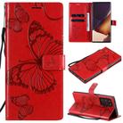 For Samsung Galaxy Note20 Ultra 3D Butterflies Embossing Pattern Horizontal Flip Leather Case with Holder & Card Slot & Wallet(Red) - 1