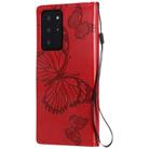 For Samsung Galaxy Note20 Ultra 3D Butterflies Embossing Pattern Horizontal Flip Leather Case with Holder & Card Slot & Wallet(Red) - 3