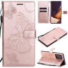 For Samsung Galaxy Note20 Ultra 3D Butterflies Embossing Pattern Horizontal Flip Leather Case with Holder & Card Slot & Wallet(Rose Gold) - 1