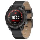 For Garmin Watch 26mm Stitched Genuine Leather Quick Release Watch Band(Black) - 1