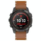 For Garmin Watch 26mm Stitched Genuine Leather Quick Release Watch Band(Brown Silver) - 2