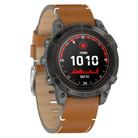 For Garmin Watch 26mm Stitched Genuine Leather Quick Release Watch Band(Brown Silver) - 3