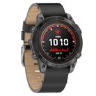 For Garmin Watch 22mm Stitched Genuine Leather Quick Release Watch Band(Black Silver) - 3