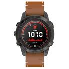 For Garmin Watch 22mm Stitched Genuine Leather Quick Release Watch Band(Brown Black) - 2